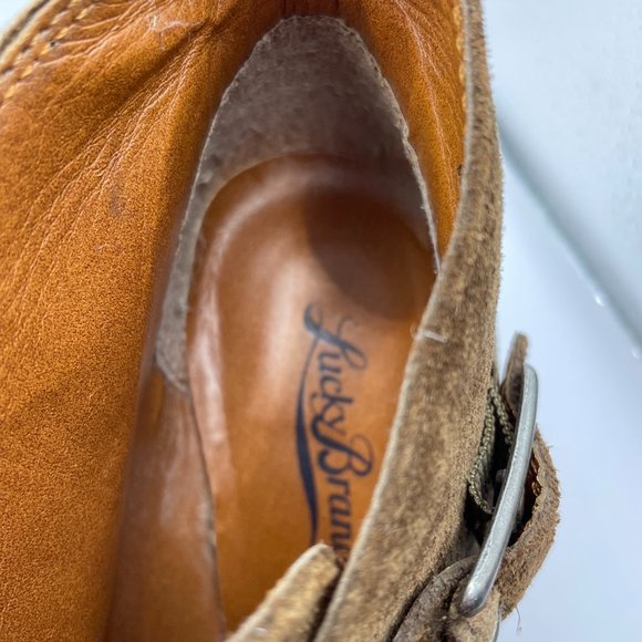 LUCKY Brand Size 6 Ankle Buckle Boots Brown Suede - Picture 5 of 7